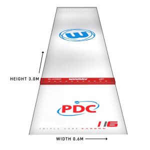 Winmau Dartmatte Clearzone PVC mit Holzabwurflinie (8213) 60x300cm