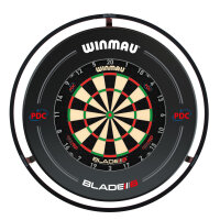 Winmau Set: Dartboard Blade 6 Triple Core + Plasma Beleuchtung + Surround PDC schwarz