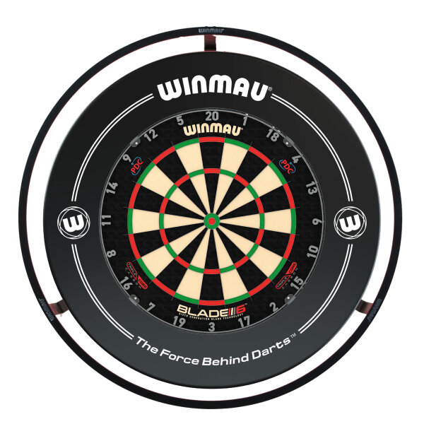 Winmau Set: Dartboard Blade 6 Triple Core + Plasma Beleuchtung + Surround schwarz