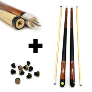 2xBillard Pool Queue Shooter schwarz-braun + 10...