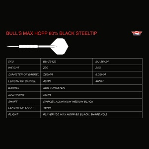 Bulls Steeldarts Max Hopp 80% Black 22g