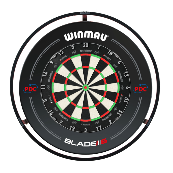 Winmau Set: Dartboard Blade 6 TC 360 + Plasma Beleuchtung + Surround PDC schwarz