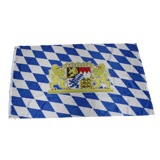 Flagge Bayern mit Wappen + Löwe 90 x 150 cm
