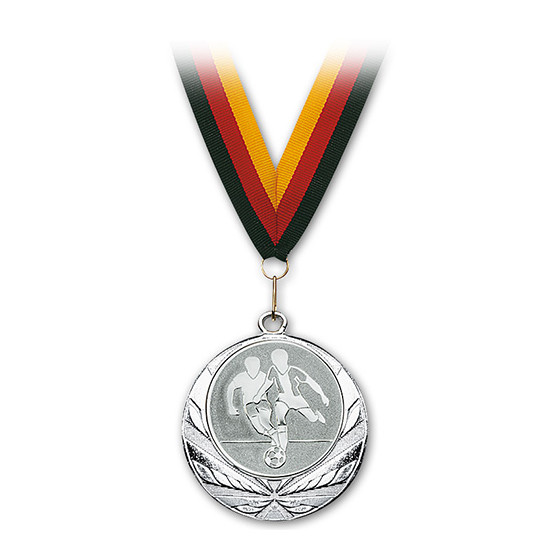 Medaille Fußball Silber mit Band