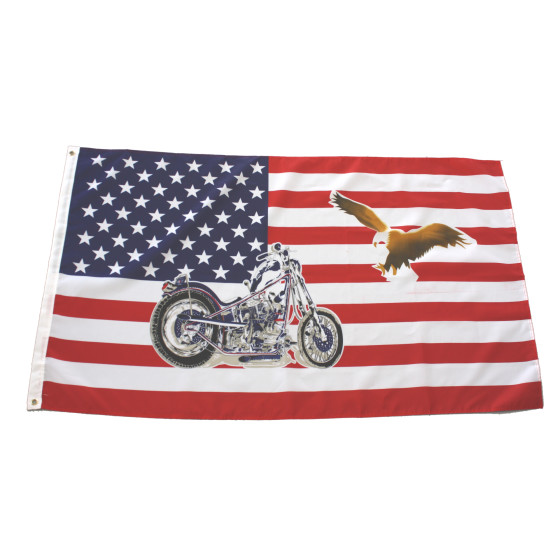 Flagge USA mit Bike / Chopper 90 x 150 cm