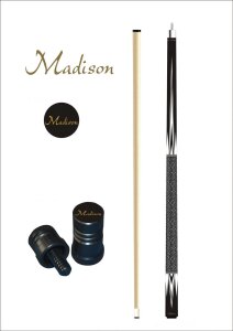Billard Pool Queue 2tlg. Madison black-white mit Queuetasche