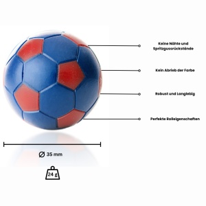 Kickerball Winspeed by Robertson 35 mm, blau / rot, Set mit 10 Stück