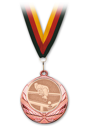 Billard Medaille mit Band 8 cm bronze