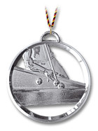 Billard-Medaille mit Kordel 8 cm silber