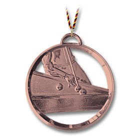 Billard-Medaille mit Kordel 8 cm bronze