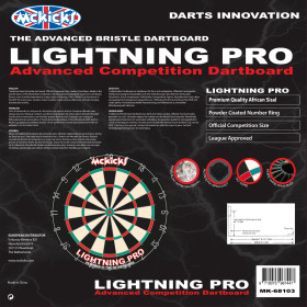 McKicks Lightning Pro Dartboard + 6 WA Steeldarts Messing
