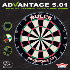 Bulls Advantage 501 Dartboard Dartscheibe + 6 WA Steeldarts Messing