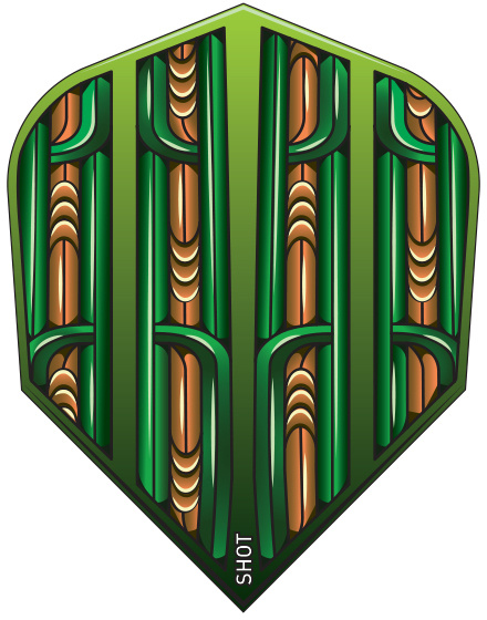 Shot Dart Flights Warrior Rutene Green  Shape No.6