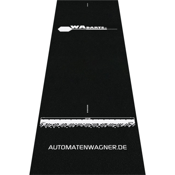 WA DARTS Black-White Dartteppich mit Holzabwurflinie  90x300cm
