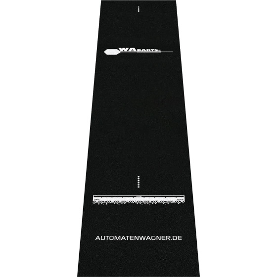 WA DARTS Black-White Dartteppich mit Holzabwurflinie 60x300cm