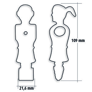 11 Kickerfiguren Soccer Queen Schwarz 16mm Stangen