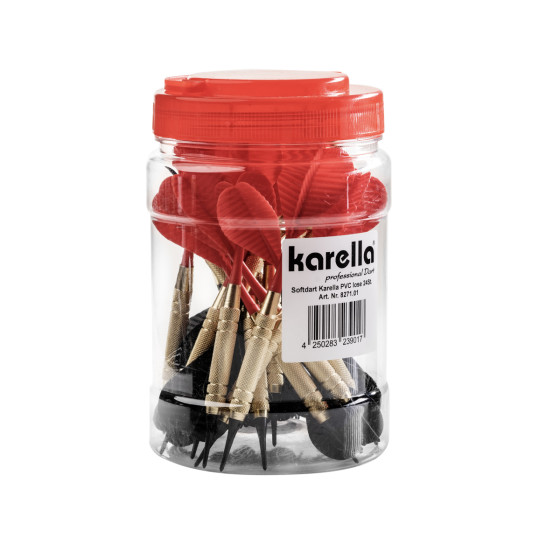 Karella Softdart PVC Box 24 St. rot/schwarz Messing-Barrel 17g