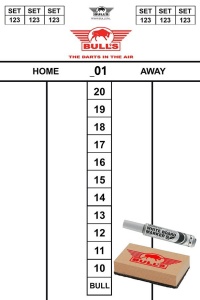 Bulls Scoreboard / Schreibtafel Set mit Wischer + Stift